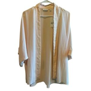 New York & Company Pink Short Sleeve Kimono w/ Lace Detail Sz XL